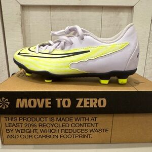 Nike White and Neon Yellow Soccer Cleats